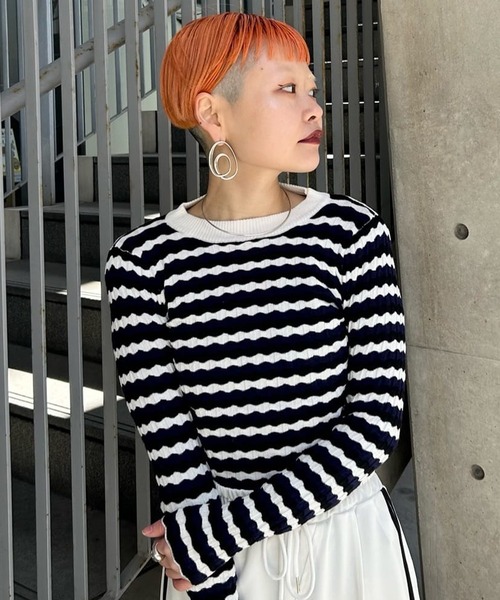 Narcissus（ナルシス）の「ボーダーカラーニットトップス（ニット/セーター・レディース・ネイビー/レッド・FREE）」の14枚目の写真