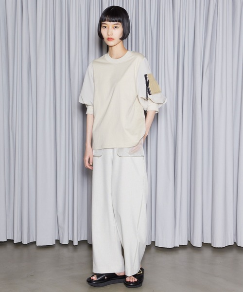 MARECHAL TERRE(マルシャルテル)の「MA-1スリーブトップス(Tシャツ/カットソー・レディース・オフホワイト/ブラック/ネイビー/ベージュ・MEDIUM)」の10枚目の写真