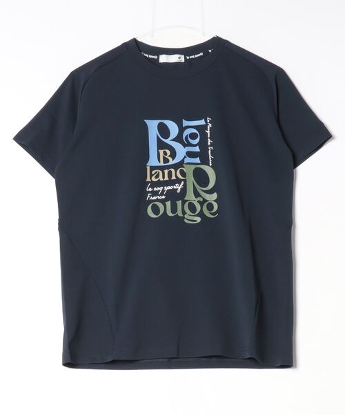 le coq sportif(ルコックスポルティフ)の「ルコックスポルティフ LCS プリュームニット 半袖Tシャツ(エールフォルム)(Tシャツ/カットソー・レディース・ホワイト/ネイビー/サックスブルー・M/L/XL)」の1枚目の写真
