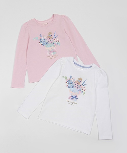 KATE SPADE 春のブーケTシャツ kate spade new york spring bouquet embroidered cotton tee