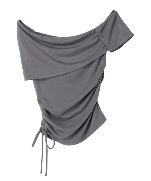 DURAS(デュラス)の「One-shoulder cut top(Tシャツ/カットソー・レディース・ネイビー/グレー・FREE)」の3枚目の写真