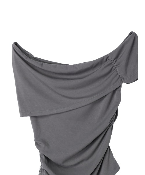 DURAS(デュラス)の「One-shoulder cut top(Tシャツ/カットソー・レディース・ネイビー/グレー・FREE)」の5枚目の写真