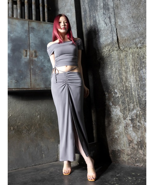 DURAS(デュラス)の「One-shoulder cut top(Tシャツ/カットソー・レディース・ネイビー/グレー・FREE)」の10枚目の写真