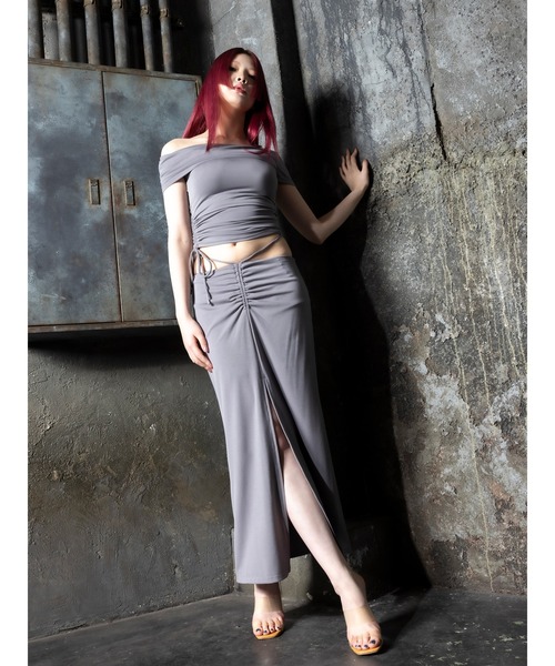 DURAS(デュラス)の「One-shoulder cut top(Tシャツ/カットソー・レディース・ネイビー/グレー・FREE)」の11枚目の写真