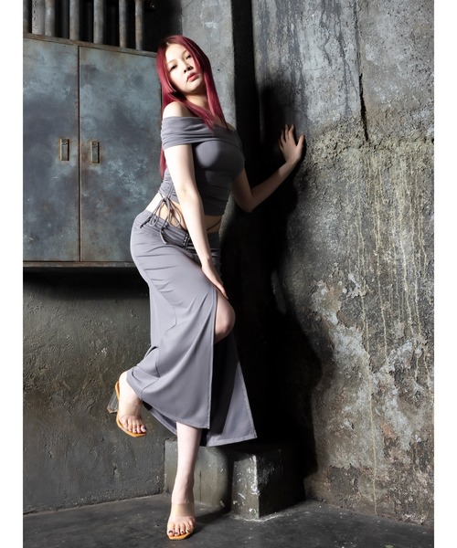 DURAS(デュラス)の「One-shoulder cut top(Tシャツ/カットソー・レディース・ネイビー/グレー・FREE)」の12枚目の写真