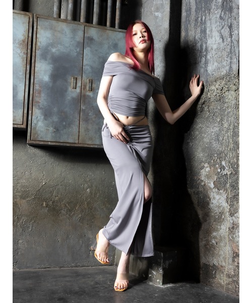 DURAS(デュラス)の「One-shoulder cut top(Tシャツ/カットソー・レディース・ネイビー/グレー・FREE)」の13枚目の写真