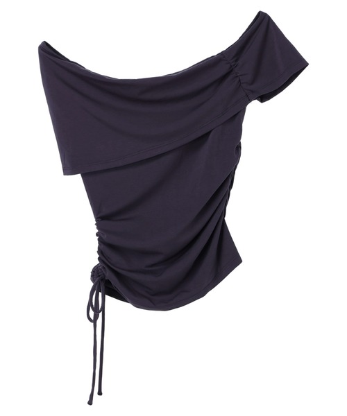 DURAS(デュラス)の「One-shoulder cut top(Tシャツ/カットソー・レディース・ネイビー/グレー・FREE)」の14枚目の写真