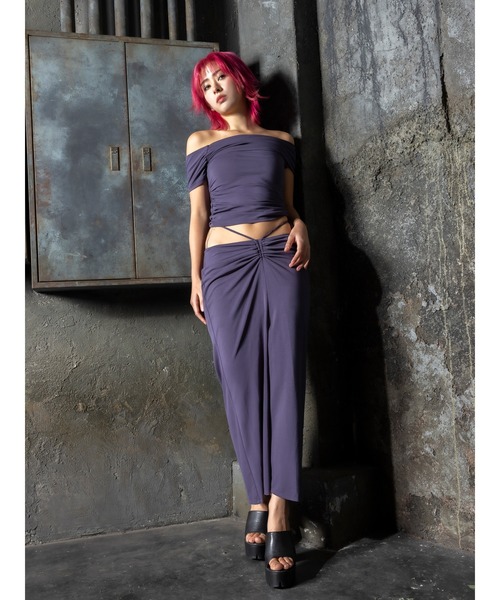 DURAS(デュラス)の「One-shoulder cut top(Tシャツ/カットソー・レディース・ネイビー/グレー・FREE)」の15枚目の写真