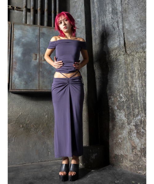 DURAS(デュラス)の「One-shoulder cut top(Tシャツ/カットソー・レディース・ネイビー/グレー・FREE)」の16枚目の写真