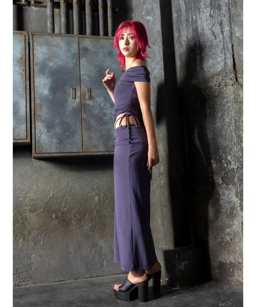 DURAS(デュラス)の「One-shoulder cut top(Tシャツ/カットソー・レディース・ネイビー/グレー・FREE)」の17枚目の写真