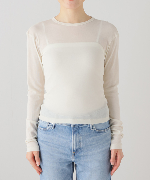 IENA(イエナ)の「【babaco/ババコ】Twisted cotton back tied longslee ロングスリーブTシャツ(Tシャツ/カットソー・レディース・アイボリー/ブラック・FREE)」の2枚目の写真