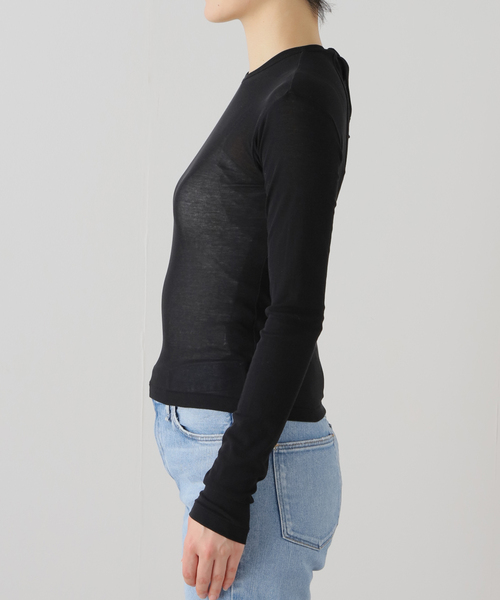 IENA(イエナ)の「【babaco/ババコ】Twisted cotton back tied longslee ロングスリーブTシャツ(Tシャツ/カットソー・レディース・アイボリー/ブラック・FREE)」の5枚目の写真