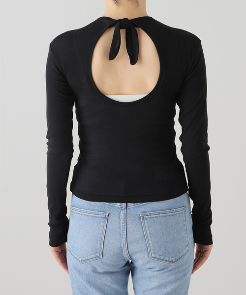 IENA(イエナ)の「【babaco/ババコ】Twisted cotton back tied longslee ロングスリーブTシャツ(Tシャツ/カットソー・レディース・アイボリー/ブラック・FREE)」の6枚目の写真