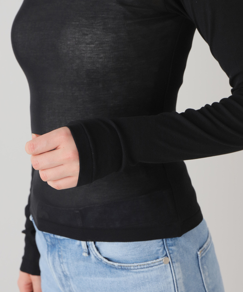 IENA(イエナ)の「【babaco/ババコ】Twisted cotton back tied longslee ロングスリーブTシャツ(Tシャツ/カットソー・レディース・アイボリー/ブラック・FREE)」の11枚目の写真