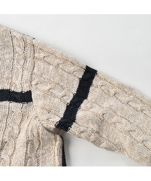 リネンのトリコロールケーブルMセーター リネンのトリコロールケーブルMセーター