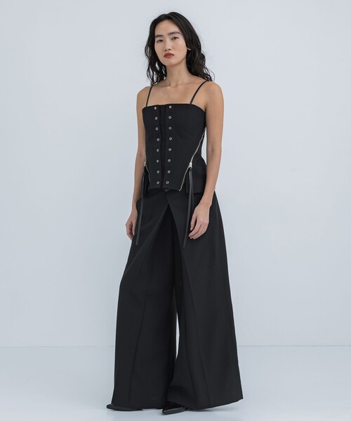 STUDIOUS(ステュディオス)の「【STUDIOUS/ステュディオス】フェイクリネンビスチェ(キャミソール・レディース・ブラック/ベージュ・FREE)」の3枚目の写真