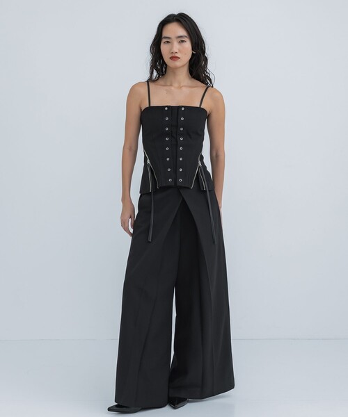 STUDIOUS(ステュディオス)の「【STUDIOUS/ステュディオス】フェイクリネンビスチェ(キャミソール・レディース・ブラック/ベージュ・FREE)」の4枚目の写真