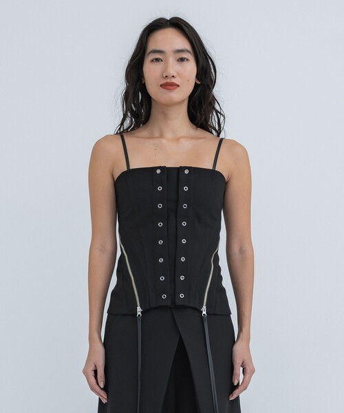 STUDIOUS(ステュディオス)の「【STUDIOUS/ステュディオス】フェイクリネンビスチェ(キャミソール・レディース・ブラック/ベージュ・FREE)」の5枚目の写真