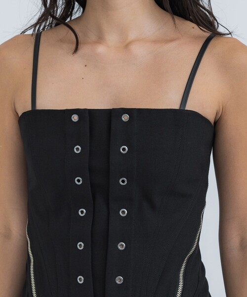 STUDIOUS(ステュディオス)の「【STUDIOUS/ステュディオス】フェイクリネンビスチェ(キャミソール・レディース・ブラック/ベージュ・FREE)」の8枚目の写真