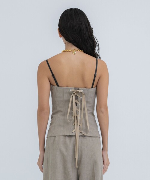 STUDIOUS(ステュディオス)の「【STUDIOUS/ステュディオス】フェイクリネンビスチェ(キャミソール・レディース・ブラック/ベージュ・FREE)」の18枚目の写真