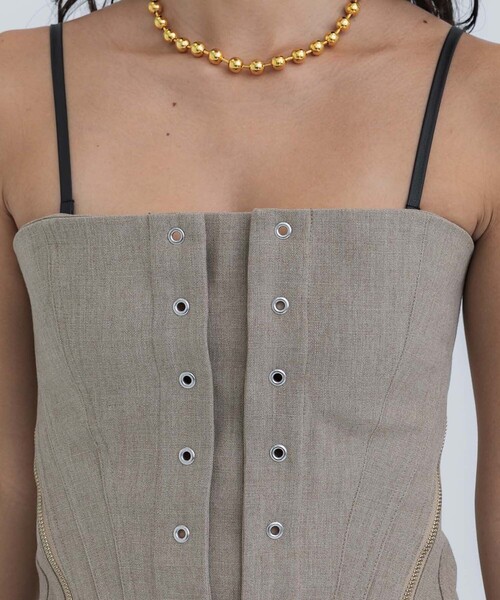 STUDIOUS(ステュディオス)の「【STUDIOUS/ステュディオス】フェイクリネンビスチェ(キャミソール・レディース・ブラック/ベージュ・FREE)」の19枚目の写真