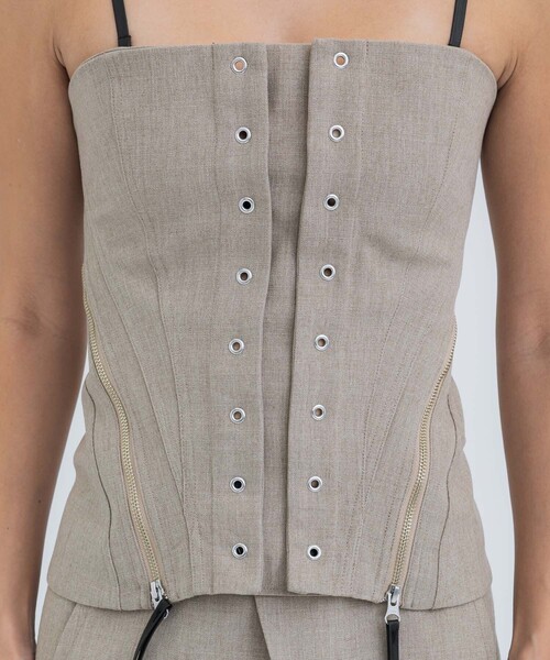 STUDIOUS(ステュディオス)の「【STUDIOUS/ステュディオス】フェイクリネンビスチェ(キャミソール・レディース・ブラック/ベージュ・FREE)」の21枚目の写真