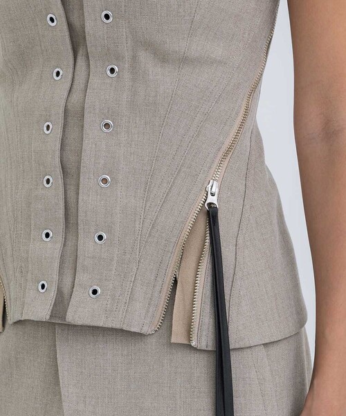 STUDIOUS(ステュディオス)の「【STUDIOUS/ステュディオス】フェイクリネンビスチェ(キャミソール・レディース・ブラック/ベージュ・FREE)」の22枚目の写真