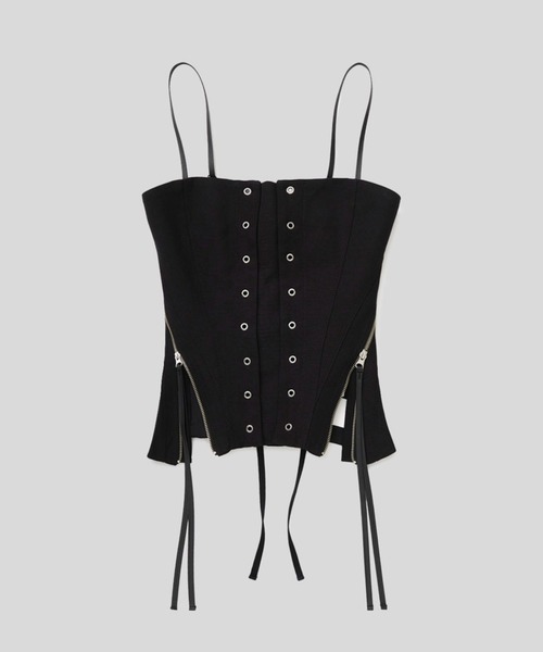 STUDIOUS(ステュディオス)の「【STUDIOUS/ステュディオス】フェイクリネンビスチェ(キャミソール・レディース・ブラック/ベージュ・FREE)」の1枚目の写真