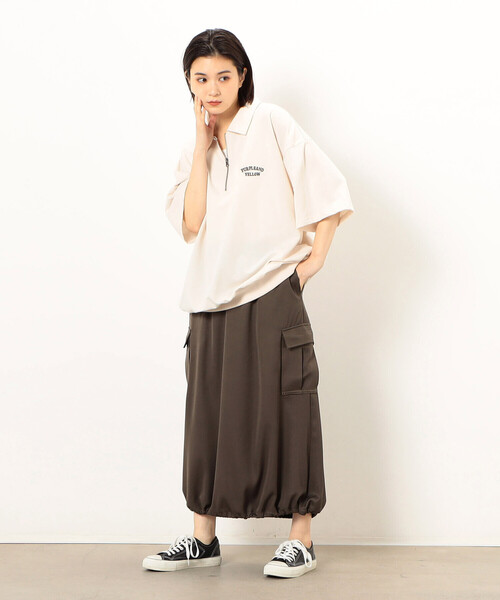 Purple&Yellow（パープルアンドイエロー）の「ロゴ刺繍 ハーフジップ 半袖ポロシャツ（ポロシャツ・メンズ・アイボリー/ブラック/グリーン・SMALL/MEDIUM/LARGE）」の14枚目の写真