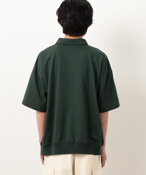 Purple&Yellow（パープルアンドイエロー）の「ロゴ刺繍 ハーフジップ 半袖ポロシャツ（ポロシャツ・メンズ・アイボリー/ブラック/グリーン・SMALL/MEDIUM/LARGE）」の4枚目の写真