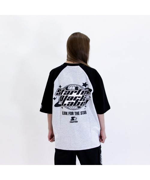 STARTER（スターター）の「天竺ラグランプリント半袖Tシャツ（Tシャツ/カットソー・メンズ・ホワイト×ブラック/ホワイト×グリーン/チャコールグレー・XL/M/L）」の2枚目の写真