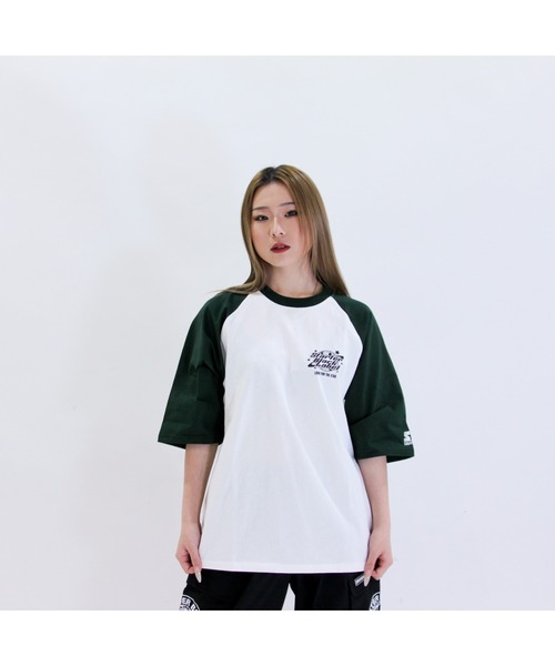 STARTER（スターター）の「天竺ラグランプリント半袖Tシャツ（Tシャツ/カットソー・メンズ・ホワイト×ブラック/ホワイト×グリーン/チャコールグレー・XL/M/L）」の7枚目の写真