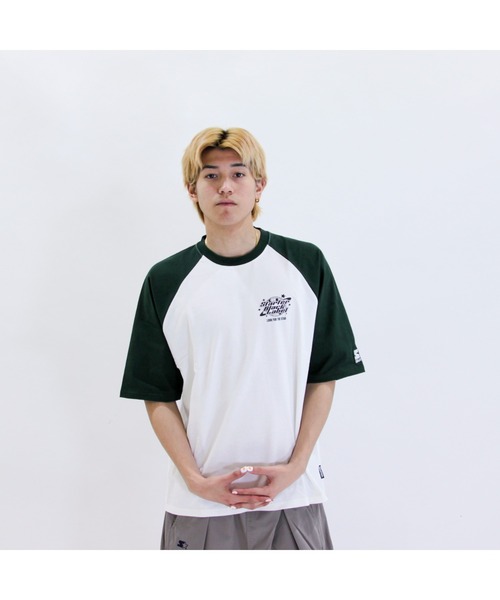 STARTER（スターター）の「天竺ラグランプリント半袖Tシャツ（Tシャツ/カットソー・メンズ・ホワイト×ブラック/ホワイト×グリーン/チャコールグレー・XL/M/L）」の9枚目の写真
