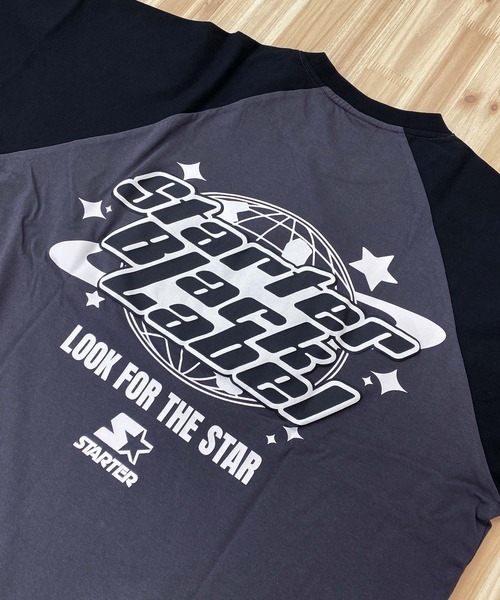 STARTER（スターター）の「天竺ラグランプリント半袖Tシャツ（Tシャツ/カットソー・メンズ・ホワイト×ブラック/ホワイト×グリーン/チャコールグレー・XL/M/L）」の6枚目の写真