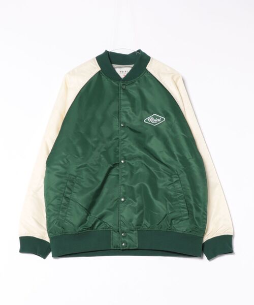 roial(ロイアル)の「JACKET/ROIAL(ロイアル)ワンポイントシンプルデザインスタジャンブルゾン(ブルゾン・メンズ・ネイビー/オレンジ/グリーン・X-LARGE/MEDIUM/LARGE)」の2枚目の写真