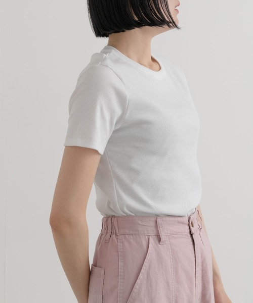 PETIT BATEAU(プチバトー)の「PETIT BATEAU MC COL ROND(Tシャツ/カットソー・レディース・ライトグレー/ホワイト/ネイビー・SMALL/X-SMALL/MEDIUM)」の1枚目の写真