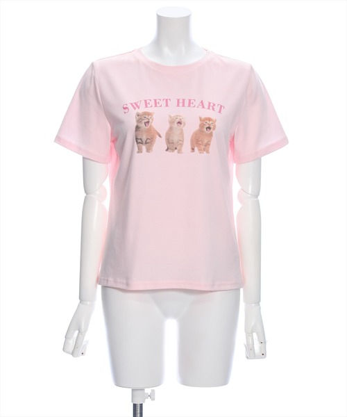 セール】猫プリント半袖Tシャツ≪2024SS≫（Tシャツ/カットソー