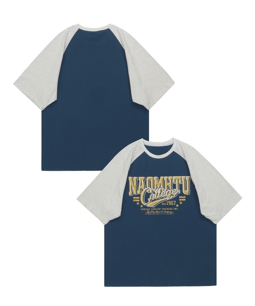 HOOK（フック）の「HOOK -select-　アメカジ英字プリントラグランスリーブビッグTEE (SS)（Tシャツ/カットソー・メンズ・ブルー/スモークグレー・M/L/XL）」の2枚目の写真