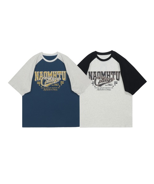 HOOK（フック）の「HOOK -select-　アメカジ英字プリントラグランスリーブビッグTEE (SS)（Tシャツ/カットソー・メンズ・ブルー/スモークグレー・M/L/XL）」の4枚目の写真