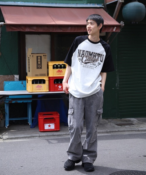 HOOK（フック）の「HOOK -select-　アメカジ英字プリントラグランスリーブビッグTEE (SS)（Tシャツ/カットソー・メンズ・ブルー/スモークグレー・M/L/XL）」の19枚目の写真