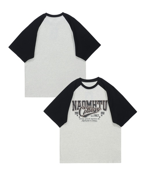 HOOK(フック)の「HOOK -select- アメカジ英字プリントラグランスリーブビッグTEE (SS)(Tシャツ/カットソー・メンズ・ブルー/スモークグレー・M/L/XL)」の4枚目の写真