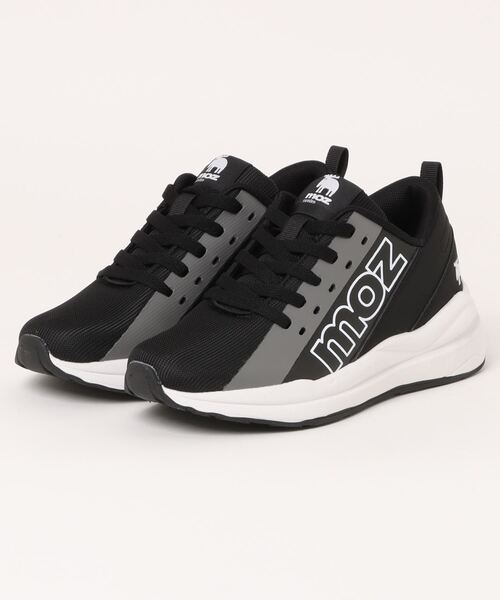 moz(モズ)の「moz(モズ)ビックロゴレースアップスニーカー(スニーカー・レディース・ベージュ/ブラック・22.5cm/23.0cm/23.5cm/24.0cm/24.5cm/25.0cm)」の1枚目の写真