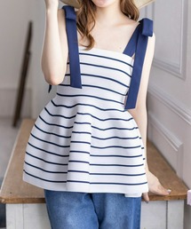 clear | 肩リボンニットベアトップ(肩紐取り外し可)≪2024SS新作≫(ニット/セーター)