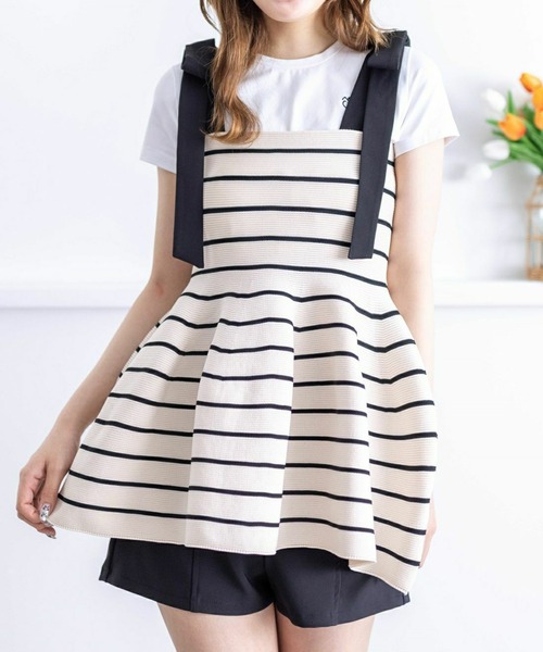 clear（クリア）の「肩リボンニットベアトップ［肩紐取り外し可 2WAY ガーリー］≪再入荷≫（ニット/セーター・レディース・ホワイト系その他/ブルー系その他/ブラック系その他・F）」の3枚目の写真