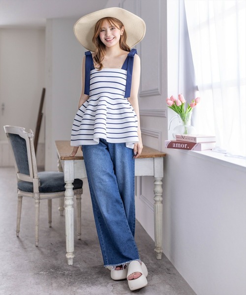 clear（クリア）の「肩リボンニットベアトップ［肩紐取り外し可 2WAY ガーリー］≪再入荷≫（ニット/セーター・レディース・ホワイト系その他/ブルー系その他/ブラック系その他・F）」の15枚目の写真