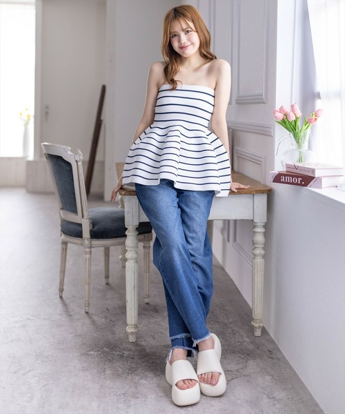 clear（クリア）の「肩リボンニットベアトップ［肩紐取り外し可 2WAY ガーリー］≪再入荷≫（ニット/セーター・レディース・ホワイト系その他/ブルー系その他/ブラック系その他・F）」の13枚目の写真