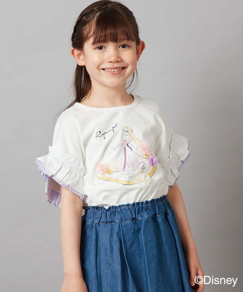 a.v.v（アーヴェヴェ）の「[100-140]袖フリルTシャツ（Tシャツ/カットソー・キッズ・ダークインディゴブルー/ライラック・100/110/120/130/140）」の17枚目の写真