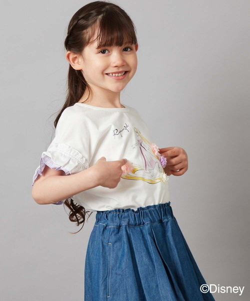 a.v.v（アーヴェヴェ）の「[100-140]袖フリルTシャツ（Tシャツ/カットソー・キッズ・ダークインディゴブルー/ライラック・100/110/120/130/140）」の16枚目の写真