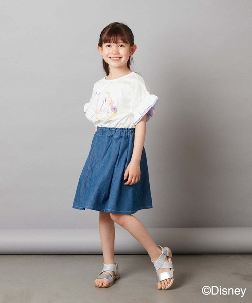 a.v.v（アーヴェヴェ）の「[100-140]袖フリルTシャツ（Tシャツ/カットソー・キッズ・ダークインディゴブルー/ライラック・100/110/120/130/140）」の12枚目の写真