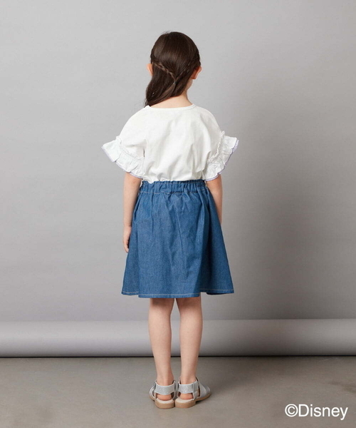 a.v.v（アーヴェヴェ）の「[100-140]袖フリルTシャツ（Tシャツ/カットソー・キッズ・ダークインディゴブルー/ライラック・100/110/120/130/140）」の10枚目の写真